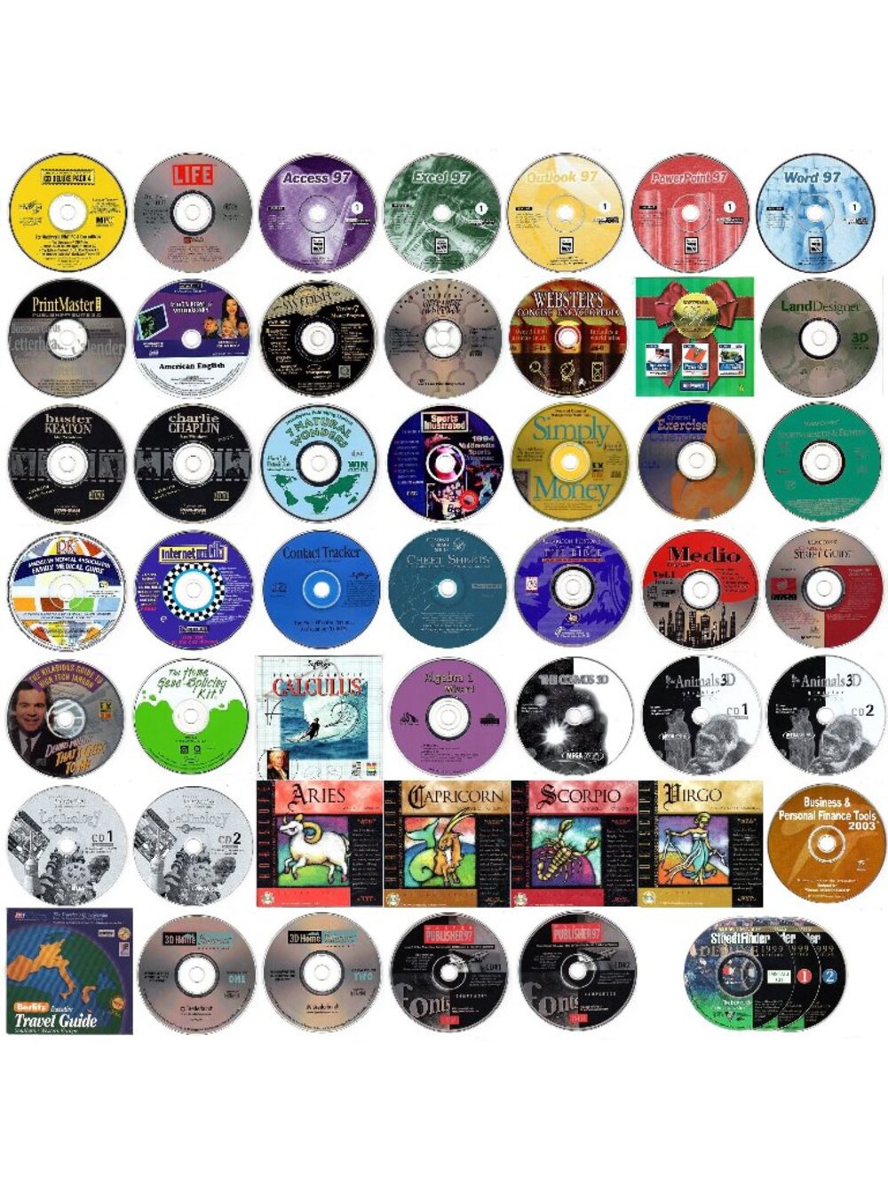 50 MISC CD-ROM LOT #3 - PC Software Lot CLEARANCE - NEW or LIKE NEW in Sleeves